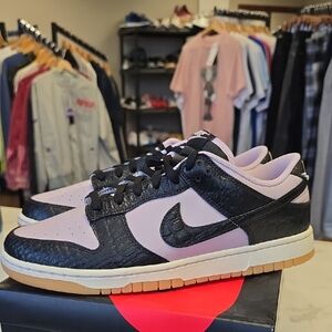 Nike Dunk Gator Patent Leather  Black and Light Pink Sneakers